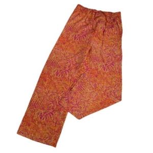 Lilly Pulitzer Vintage Orange and Pink Print Silk Pants S